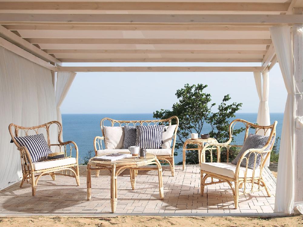 Beliani Conjunto De Jardín Con Mesa 4 Plazas BRINDISI Ratán Natural