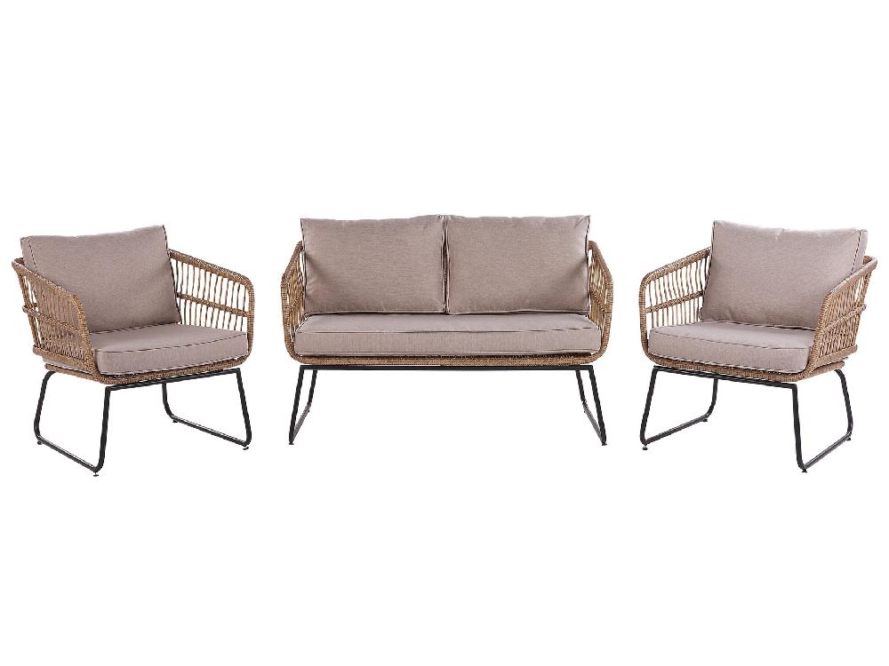 Beliani Conjunto De Jardín Con Mesa 4 Plazas RAVELLO Natural