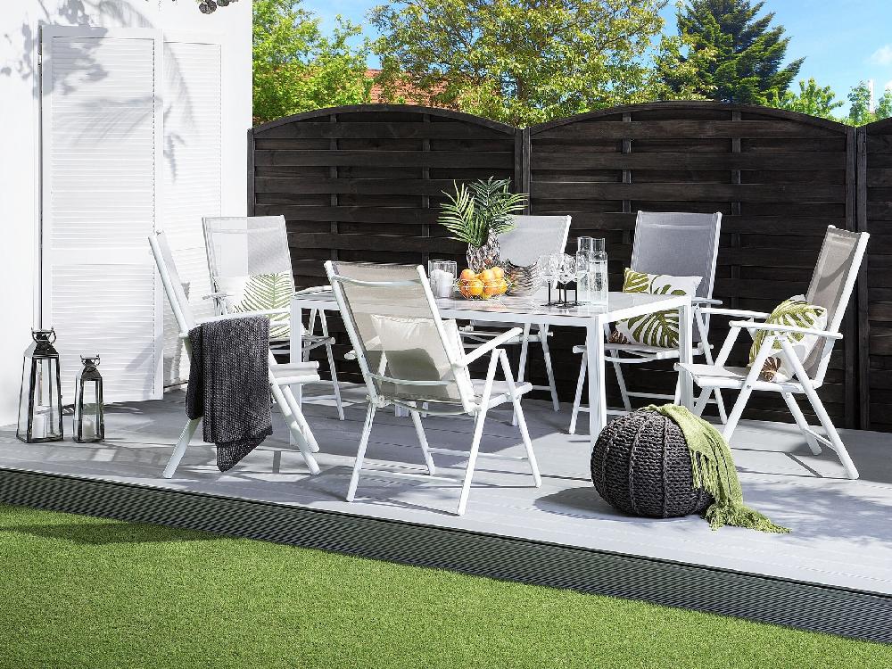 Beliani Conjunto De Jardín Gris En Aluminio Para 6 Personas CATANIA