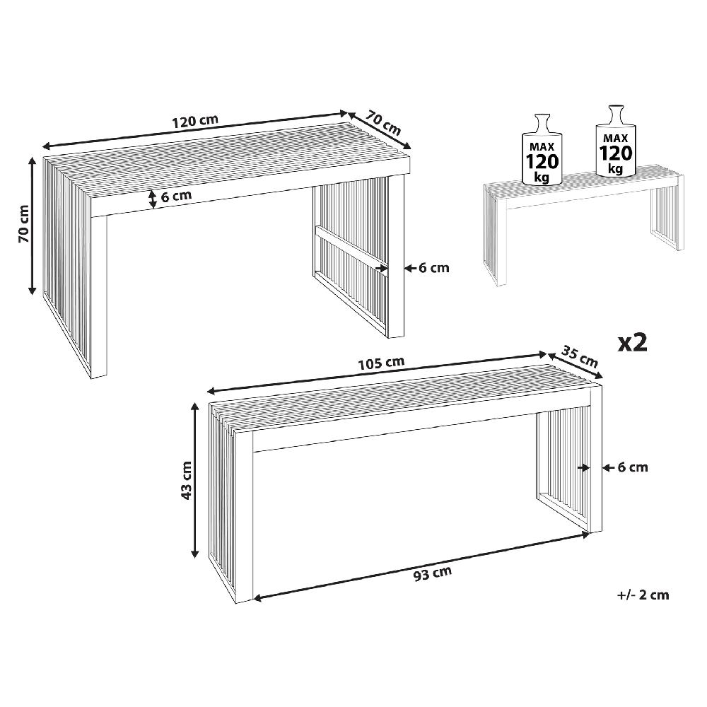 Beliani Conjunto De Mesa Y 2 Bancos De Jardín De Madera De Acacia BELLANO