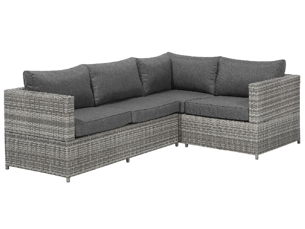 Beliani Conjunto Esquinero De Jardín 4 Plazas AVOLA Izquierda Gris