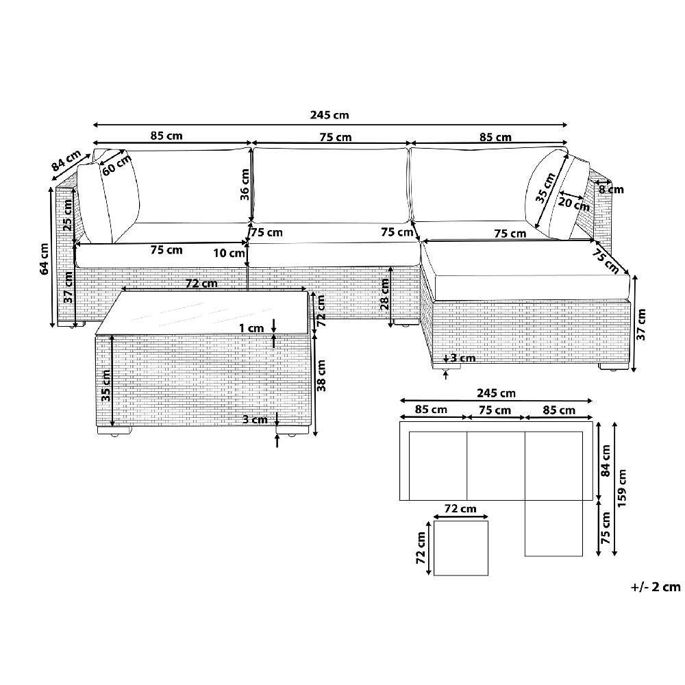 Beliani Conjunto Esquinero De Jardín 4 Plazas SANO Izquierda Blanco
