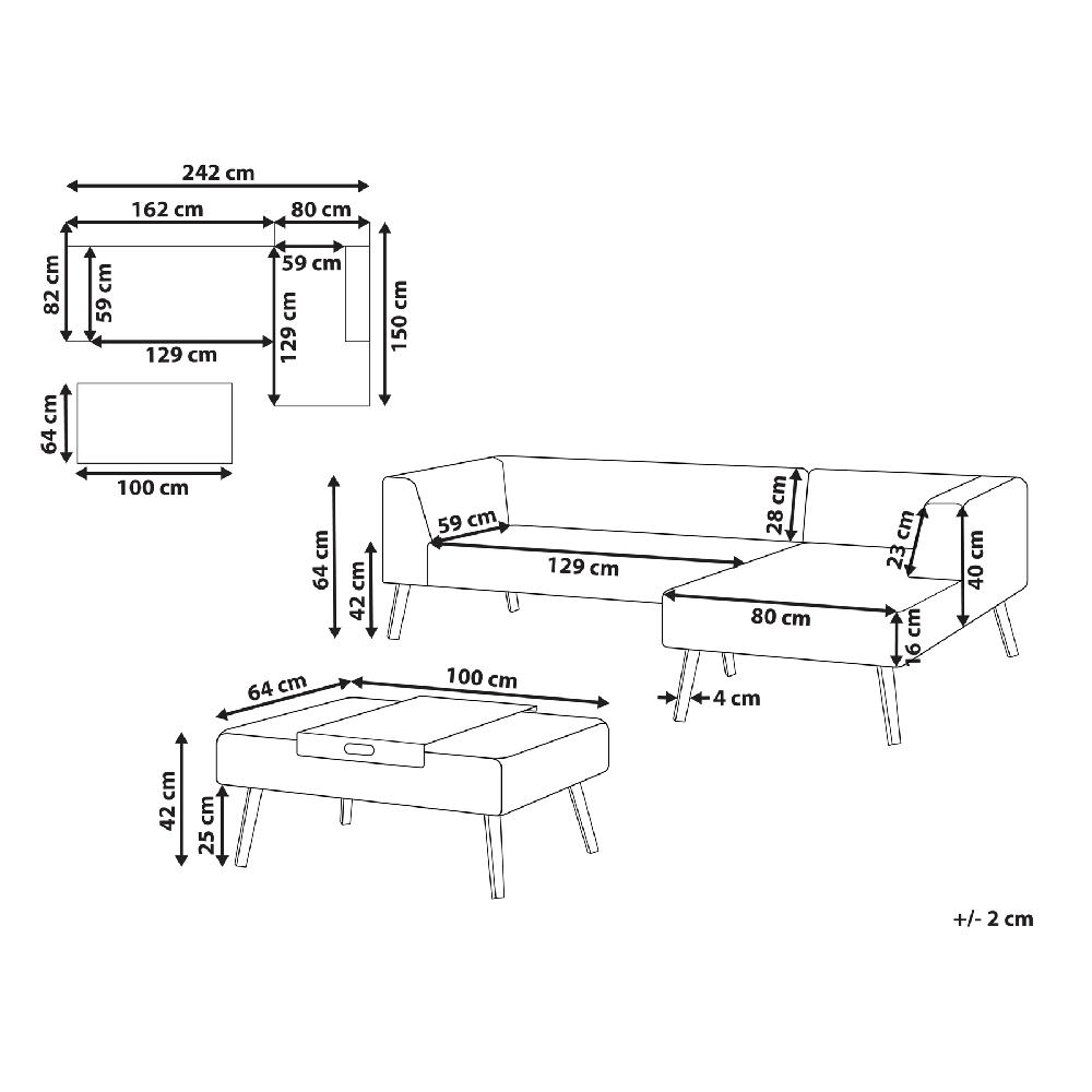 Beliani Conjunto Esquinero De Jardín 4 Plazas SORRIVOLI Izquierda Beige