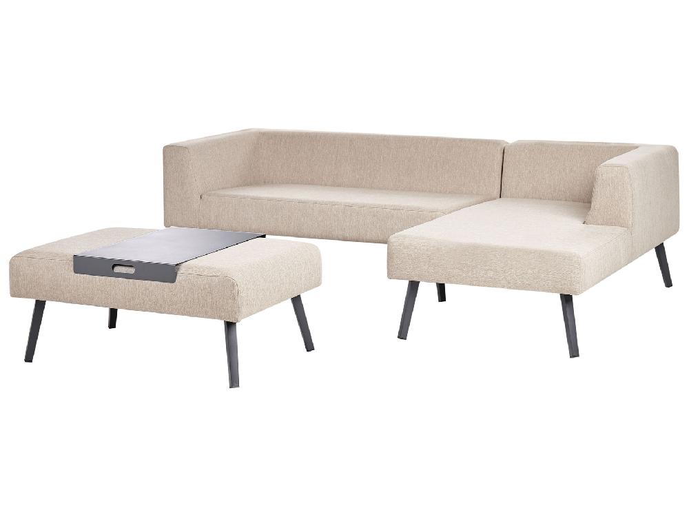 Beliani Conjunto Esquinero De Jardín 4 Plazas SORRIVOLI Izquierda Beige