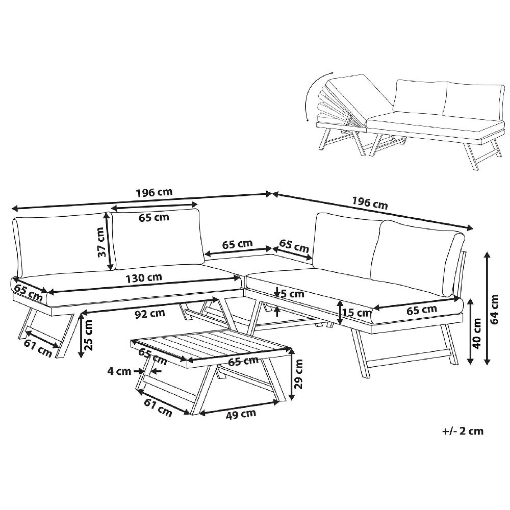Beliani Conjunto Esquinero De Jardín 5 Plazas COCCORINO Metal Verde
