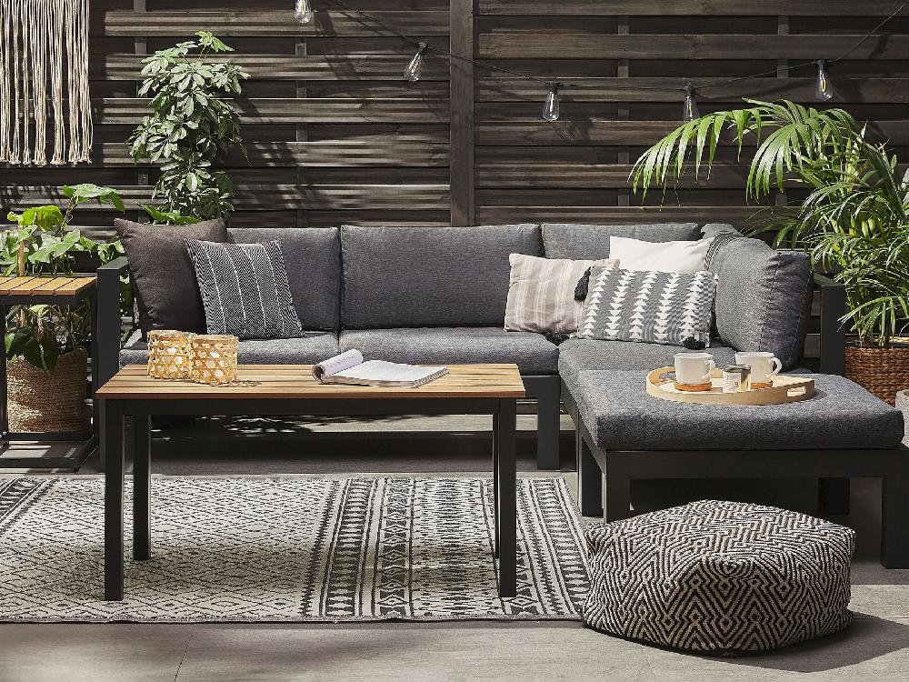 Beliani Conjunto Esquinero De Jardín 5 Plazas MESSINA Izquierda Metal Negro