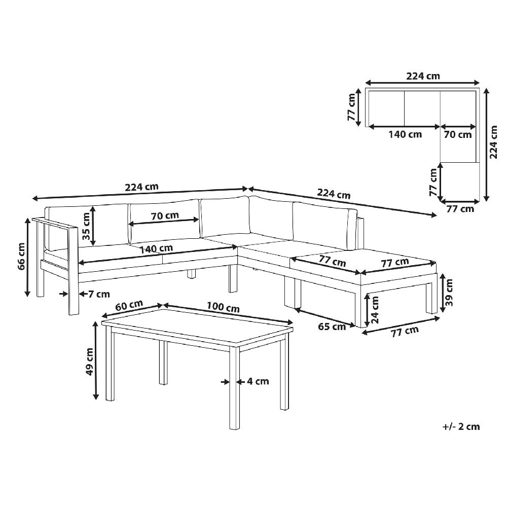 Beliani Conjunto Esquinero De Jardín 5 Plazas MESSINA Izquierda Metal Verde