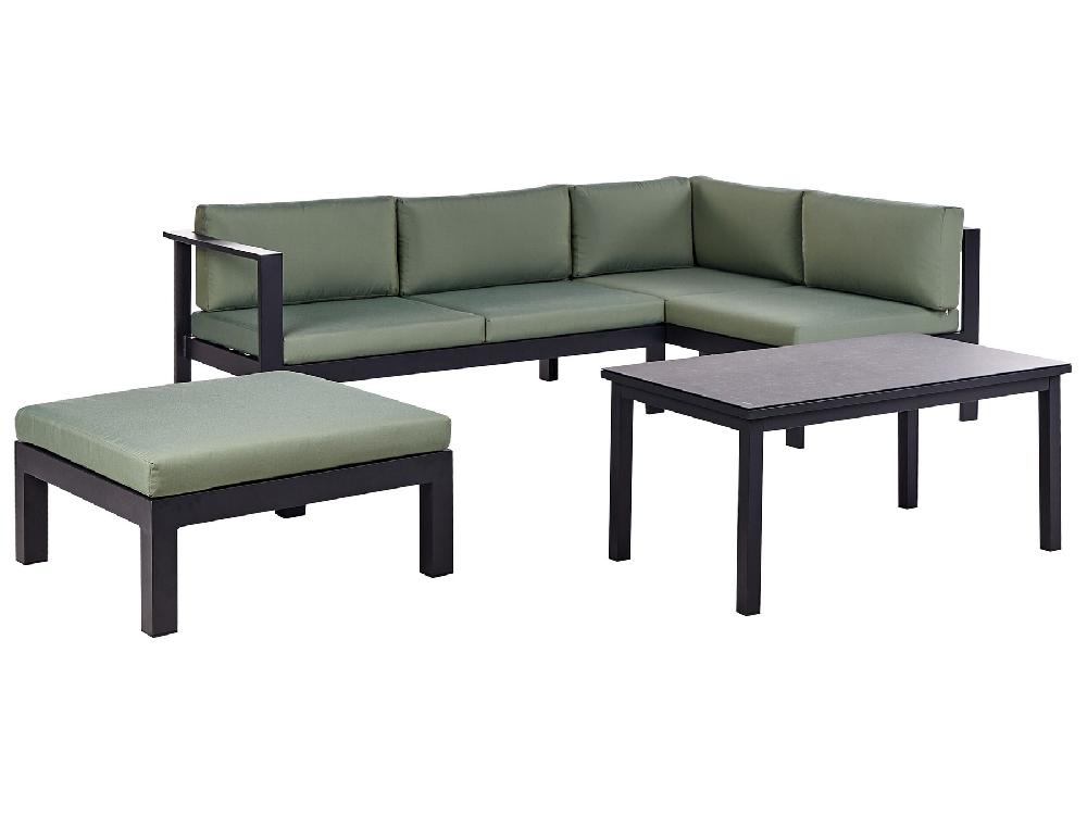 Beliani Conjunto Esquinero De Jardín 5 Plazas MESSINA Izquierda Metal Verde