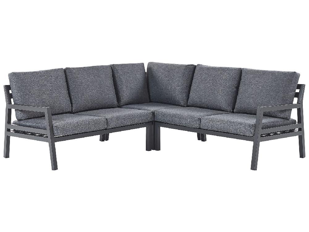 Beliani Conjunto Esquinero De Jardín 5 Plazas VIZZINI Metal Gris