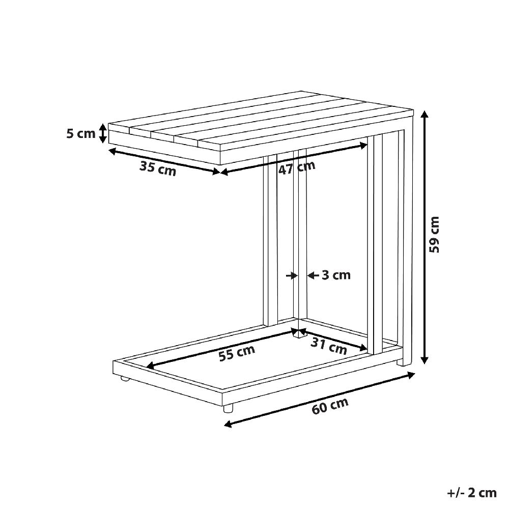 Beliani Mesa Auxiliar De Jardín Madera Clara Y Blanca MESSINA