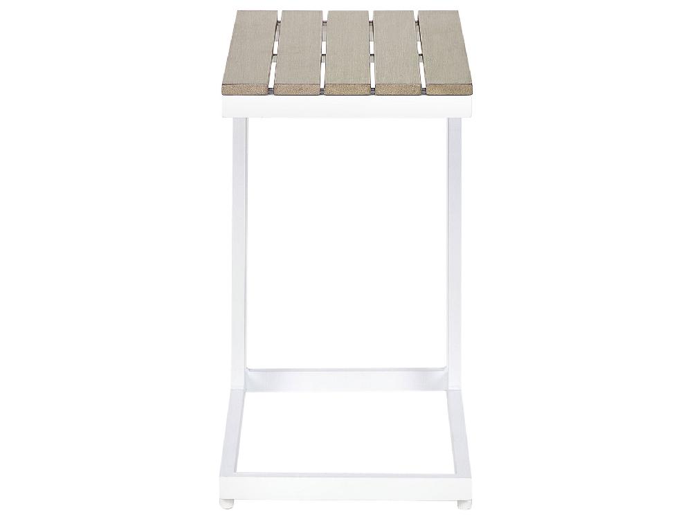 Beliani Mesa Auxiliar De Jardín Madera Clara Y Blanca MESSINA