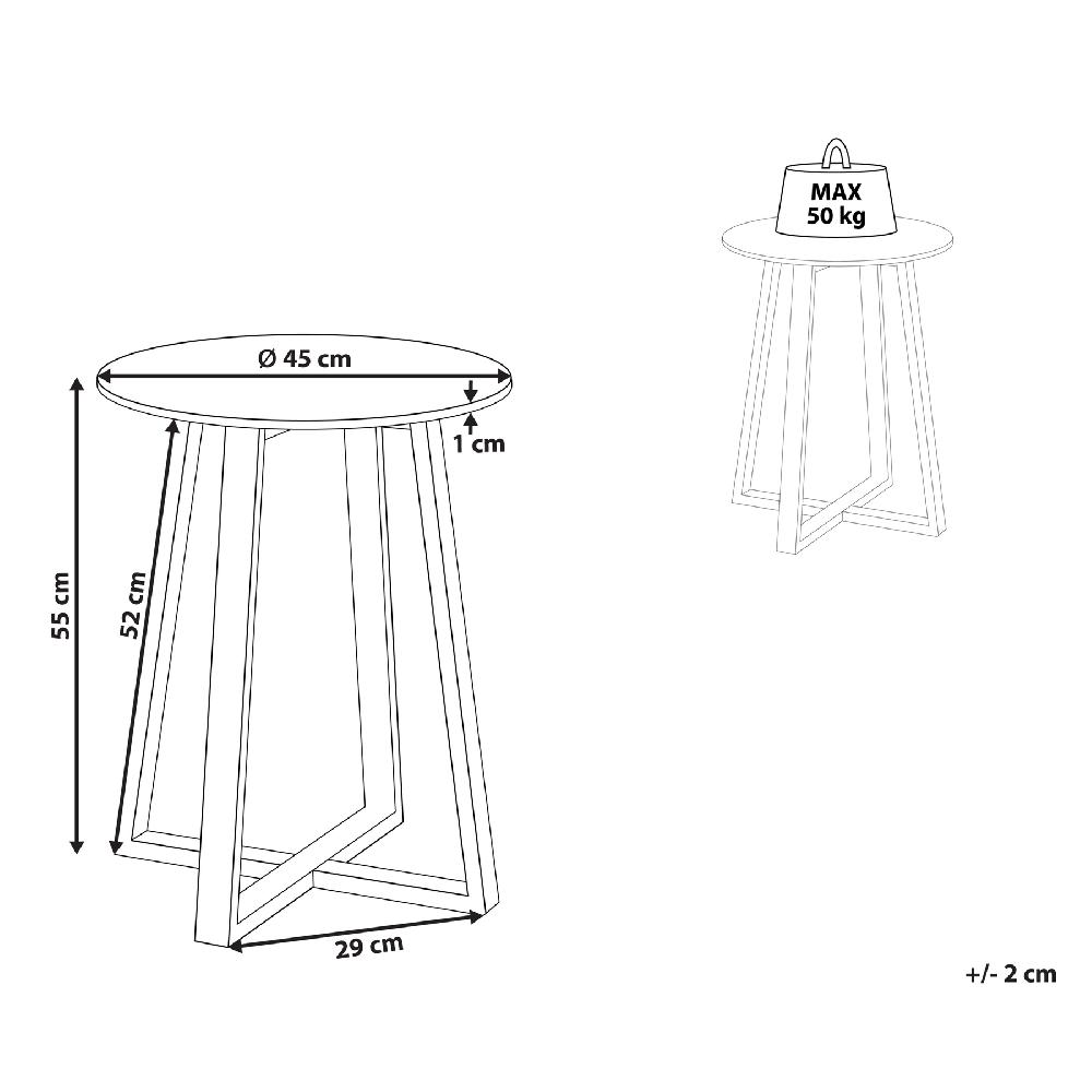 Beliani Mesa Auxiliar Efecto Mármol Blanco Y Negro IVINS