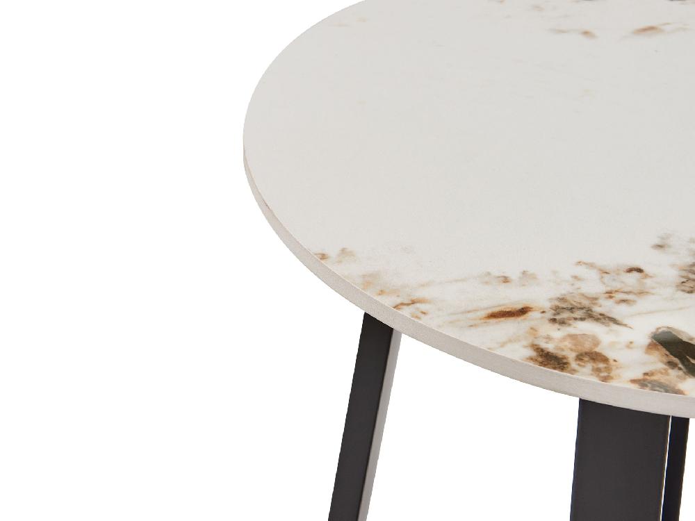 Beliani Mesa Auxiliar Efecto Mármol Blanco Y Negro IVINS