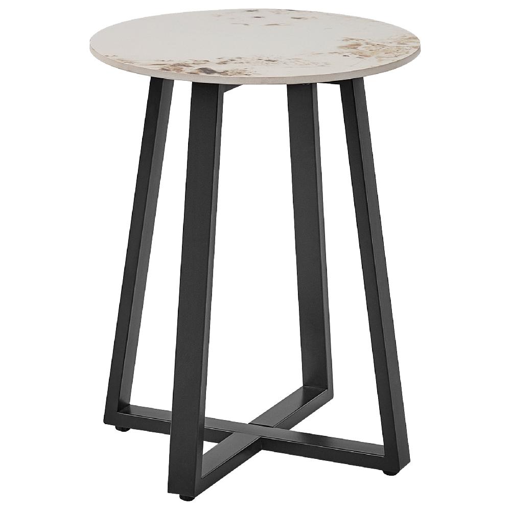 Beliani Mesa Auxiliar Efecto Mármol Blanco Y Negro IVINS