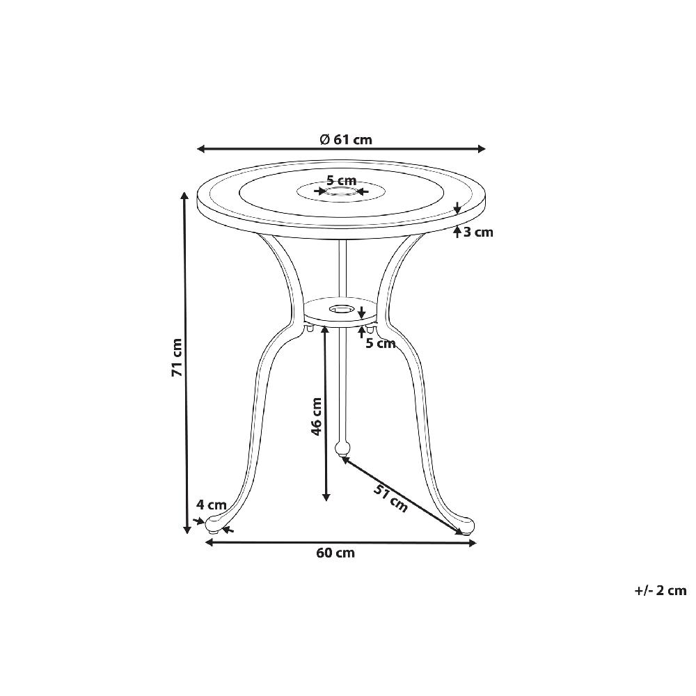 Beliani Mesa De Balcón De Metal Blanco ø 61 Cm DASCIO