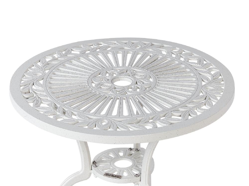 Beliani Mesa De Balcón De Metal Blanco ø 61 Cm DASCIO