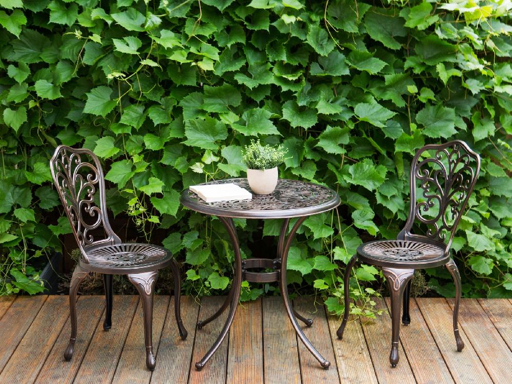 Beliani Mesa De Balcón De Metal Marrón ø 68 Cm ANDALO