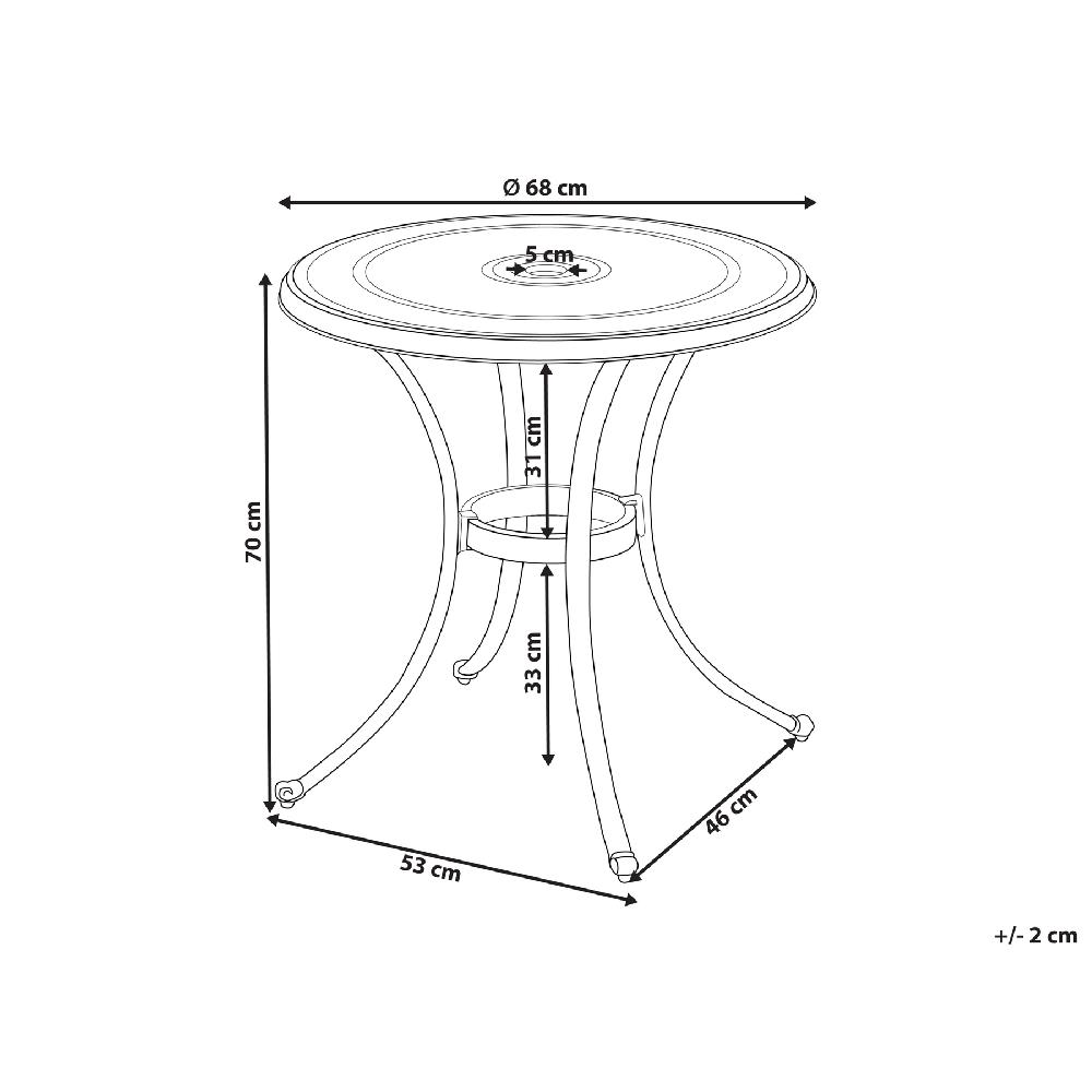 Beliani Mesa De Balcón De Metal Marrón ø 68 Cm ANDALO