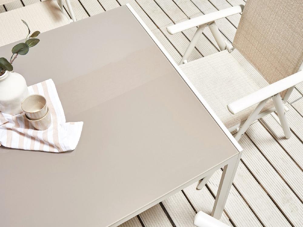 Beliani Mesa De Comedor Para Jardín Beige 160 X 90 Cm CATANIA