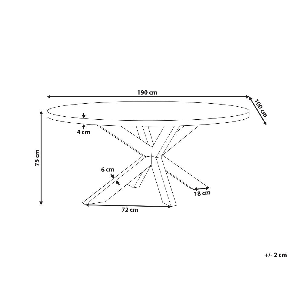 Beliani Mesa De Jardín De Cemento Reforzado 190 X 100 Cm Gris ORISTANO