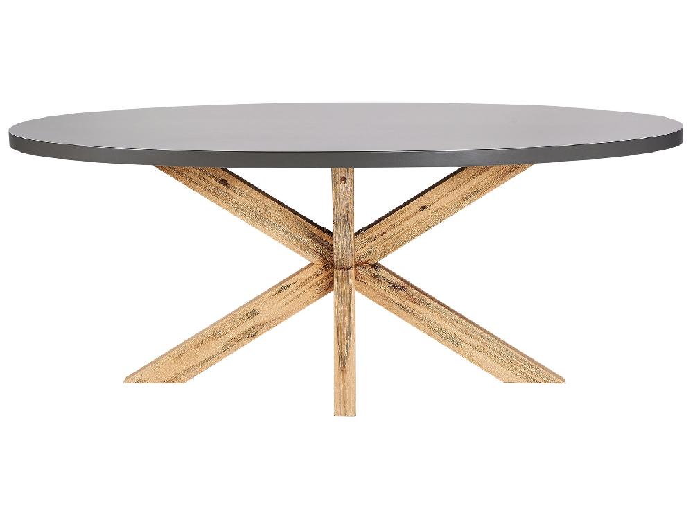 Beliani Mesa De Jardín De Cemento Reforzado 190 X 100 Cm Gris ORISTANO