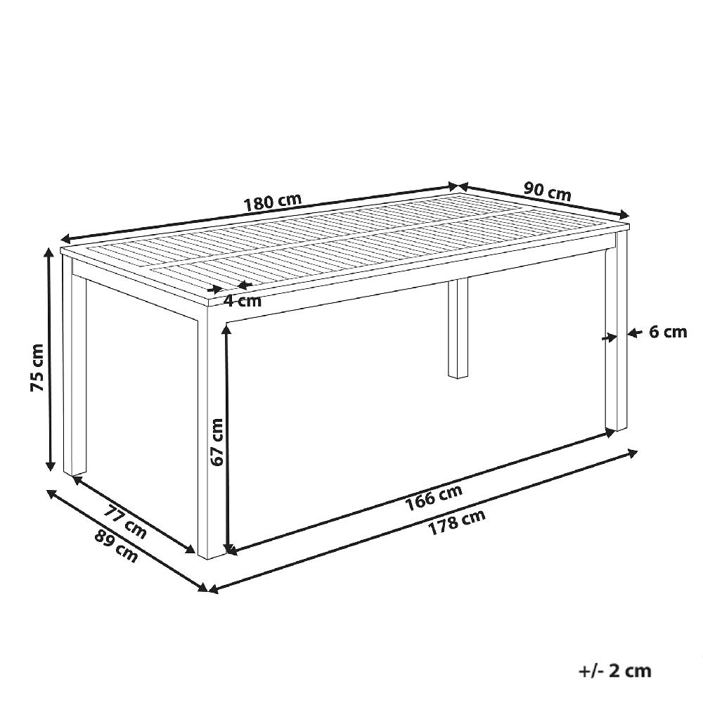 Beliani Mesa De Jardín De Madera De Acacia Certificada Clara 180 X 90 Cm OMBRIANO