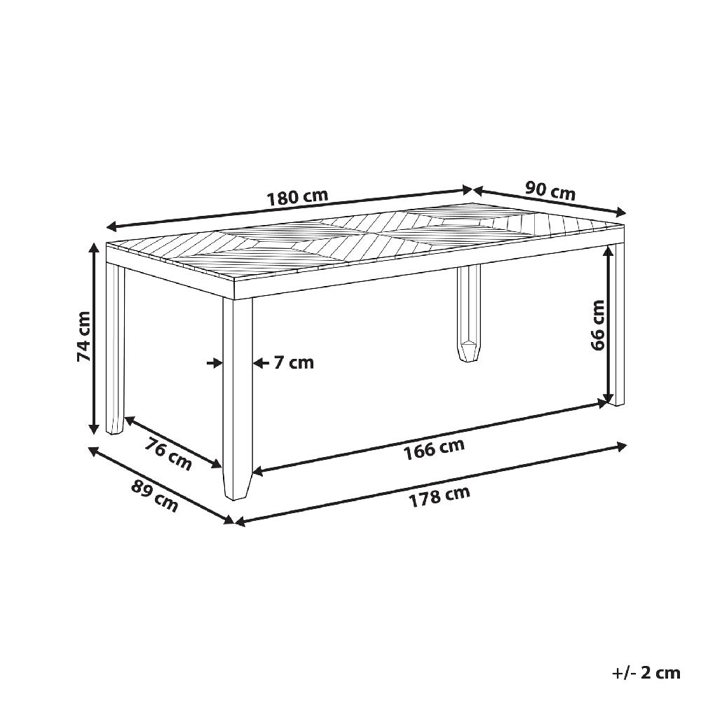 Beliani Mesa De Jardín De Madera De Acacia Clara 180 X 90 Cm BARATTI