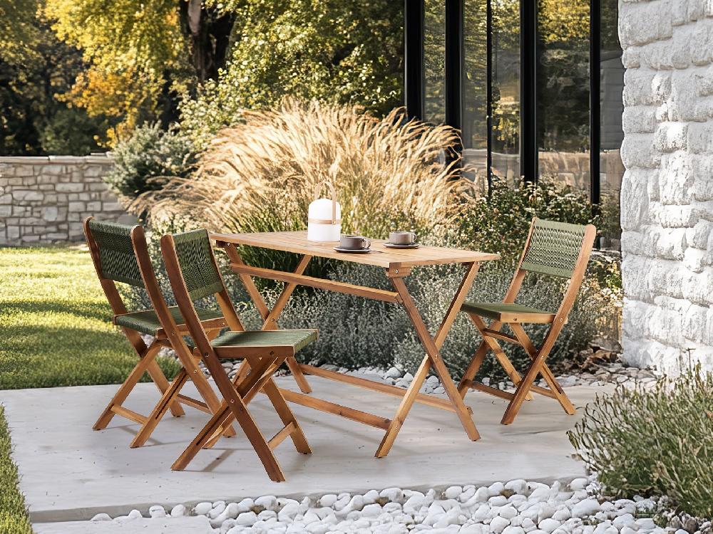 Beliani Mesa De Jardín De Madera De Acacia Clara 120 X 60 Cm PROSSEDI