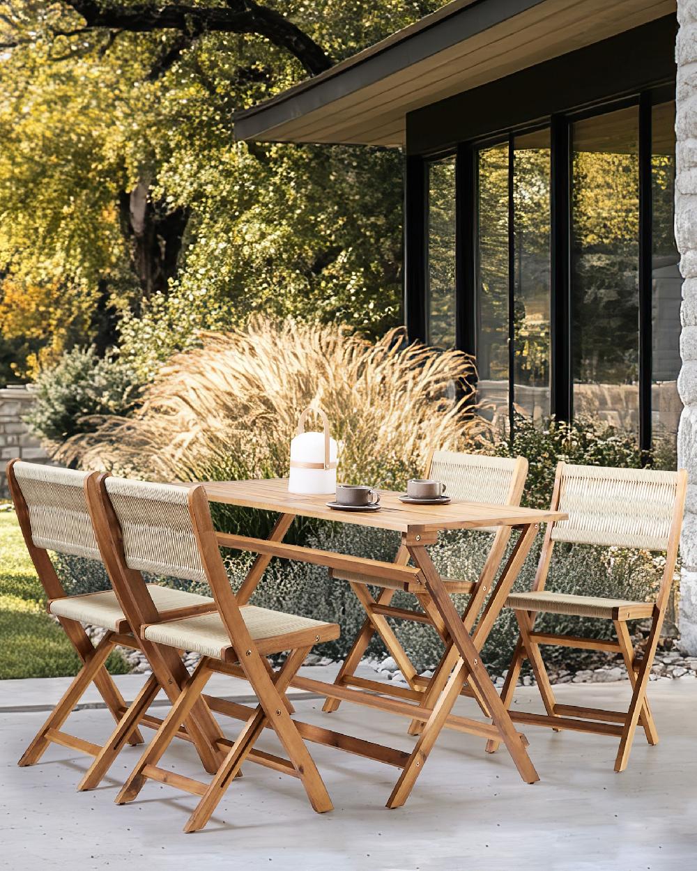 Beliani Mesa De Jardín De Madera De Acacia Clara 120 X 60 Cm PROSSEDI