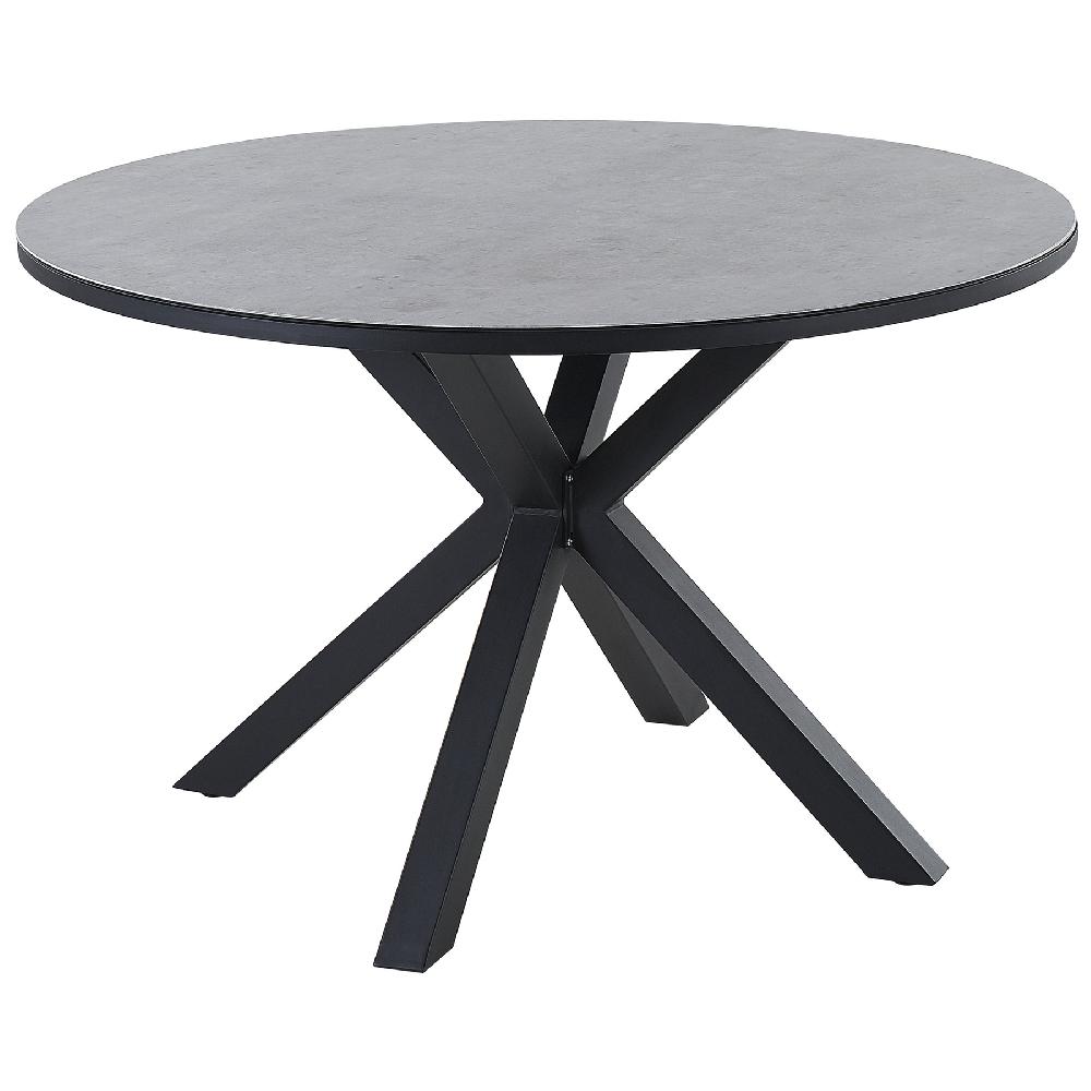 Beliani Mesa de jardín de metal gris/negro ⌀ 120 cm MALETTO