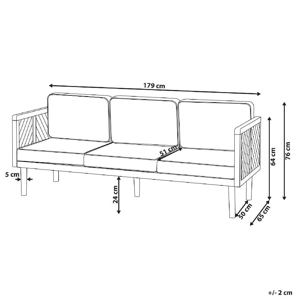 Beliani Sofá De Jardín 3 Plazas BARATTI Madera De Acacia Marrón