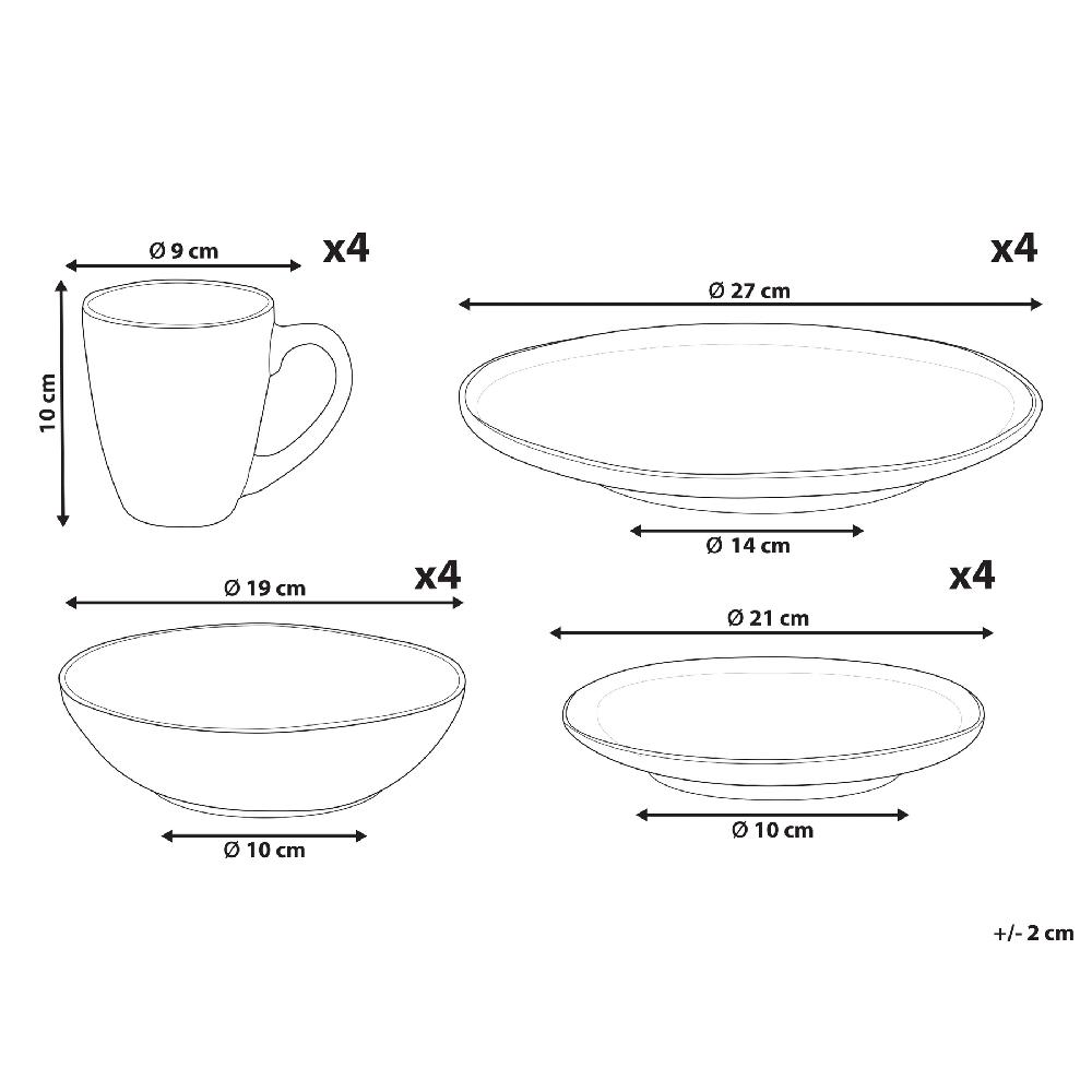 Beliani Vajilla De 16 Piezas THYME Gres Verde Oscuro