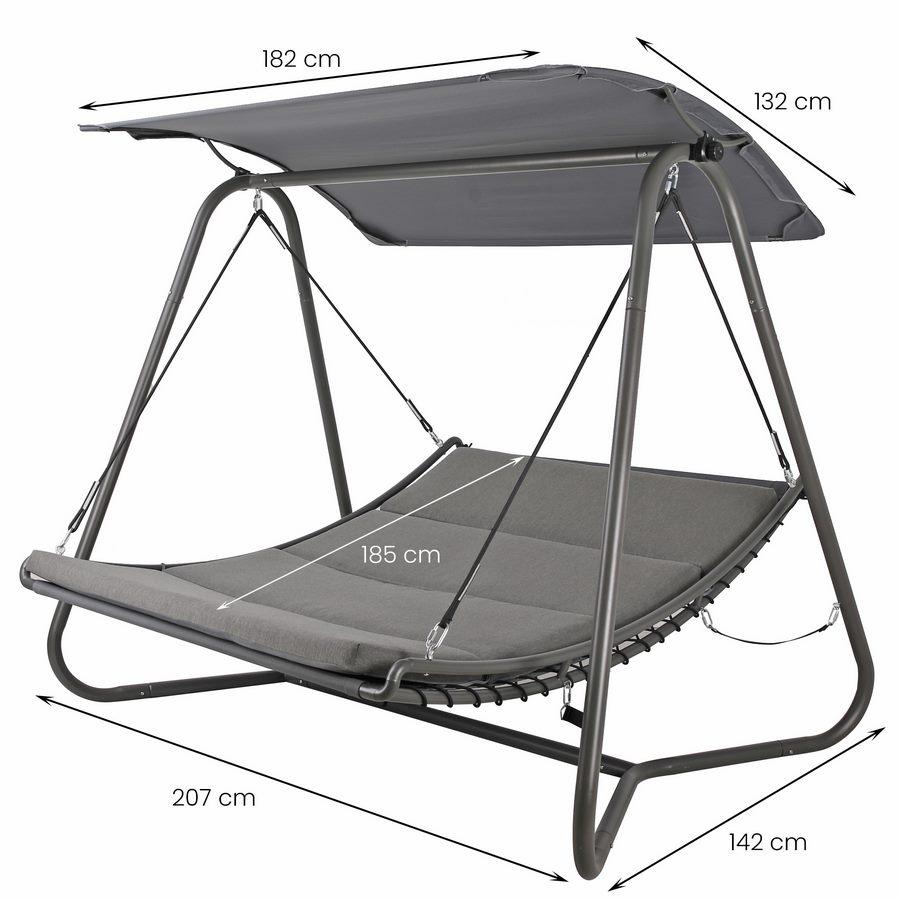 Cama Abatible De Jardín Con Dosel Regan Gris