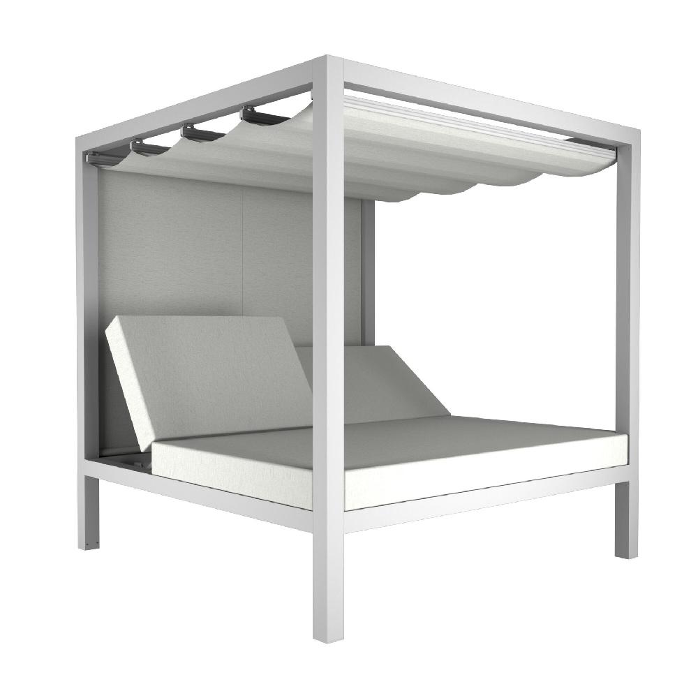 Cama Balinesa Cancún De Aluminio Blanco De 2 X 2 M