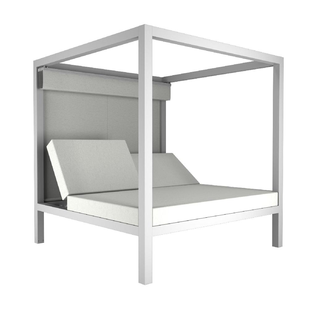 Cama Balinesa Cancún De Aluminio Blanco De 2 X 2 M