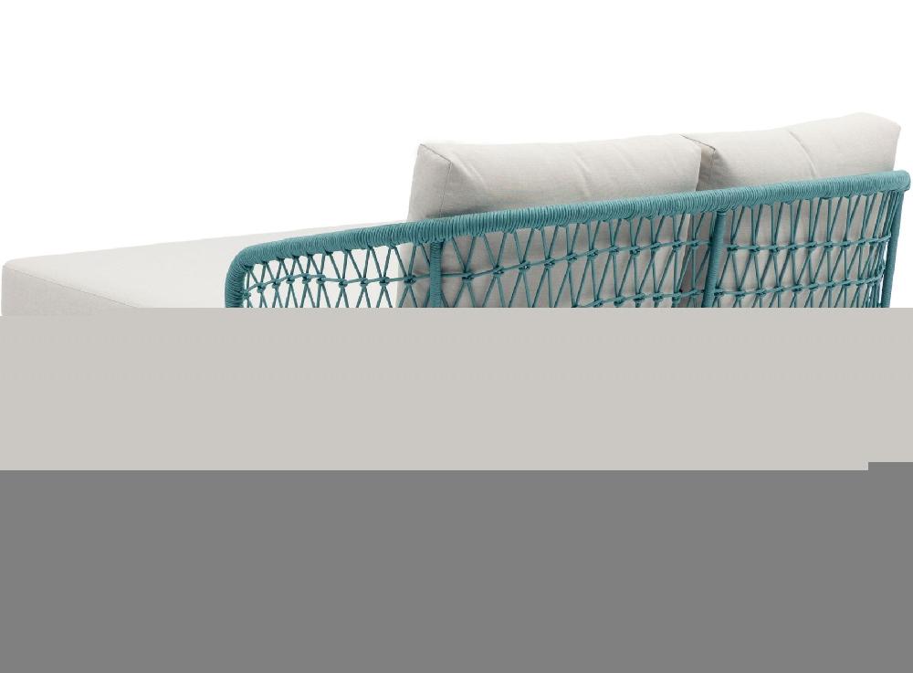 Cama Daybed Isabela Exterior Y Jardín De Aluminio Blanco Y Textil Beige Y Cuerda Aqua