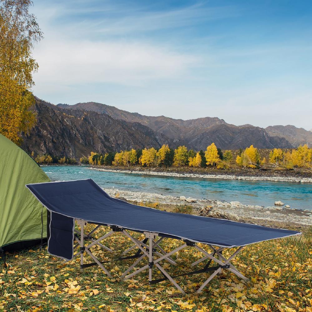 Cama De Camping Outsunny Acero Tela Oxford Azul 190x68x52 Cm A20-116BU