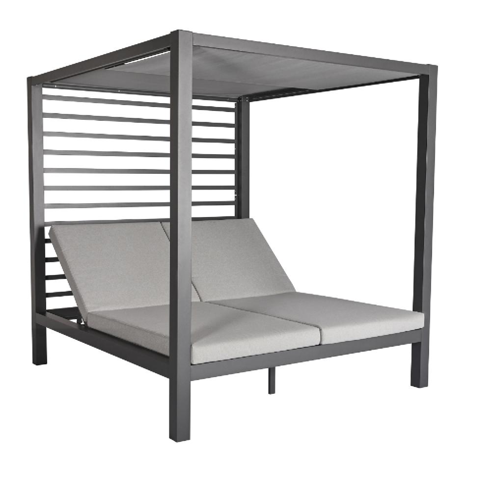 Cama De Jardín De 2 Plazas Estructura De Aluminio Gris Oscuro MATALA
