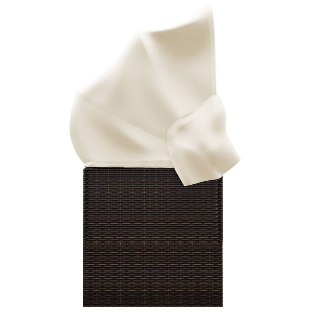 Cama Para Adultos | Sofá Tumbona De Jardín Con Toldo Cojines Ratán Sintético Marrón CFW584729