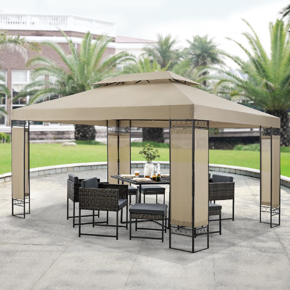Carpa De Recepción Lanciano Acero Poliéster 400 X 300 X 265 Cm Beige [en.casa]