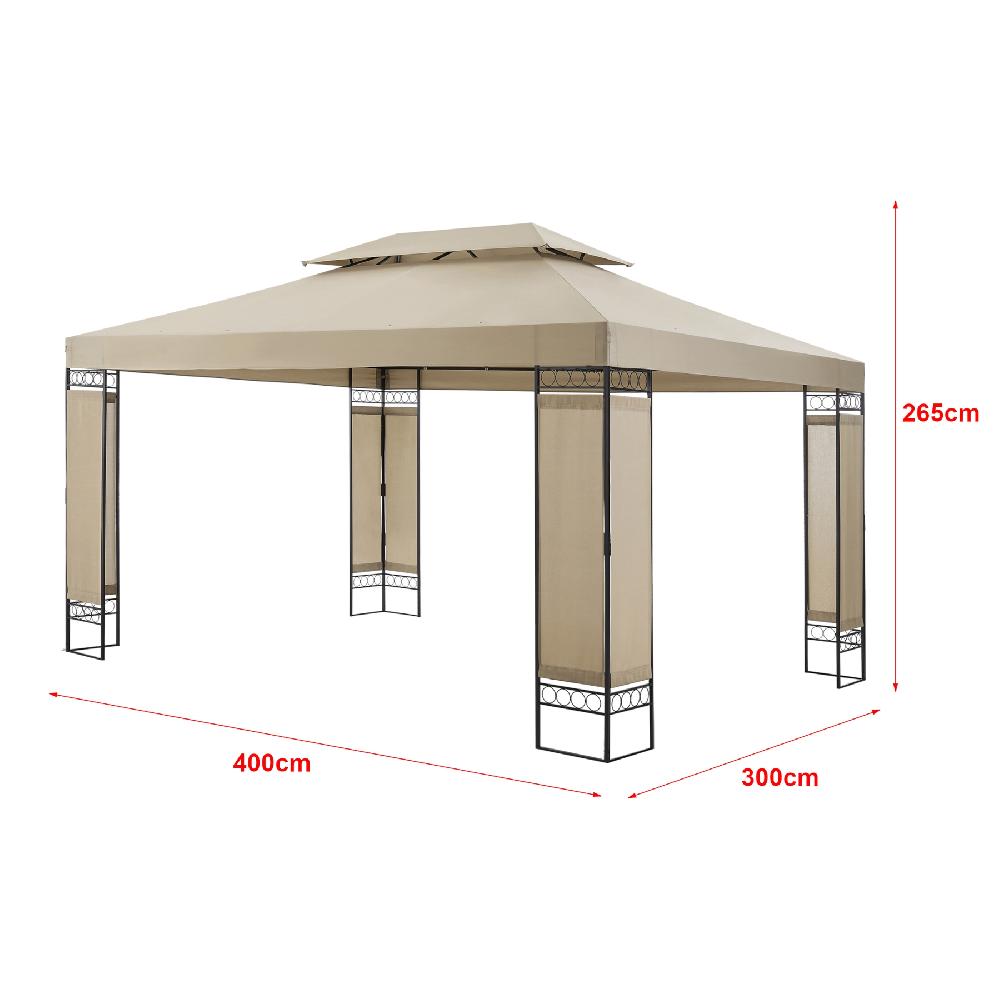 Carpa De Recepción Lanciano Acero Poliéster 400 X 300 X 265 Cm Beige [en.casa]