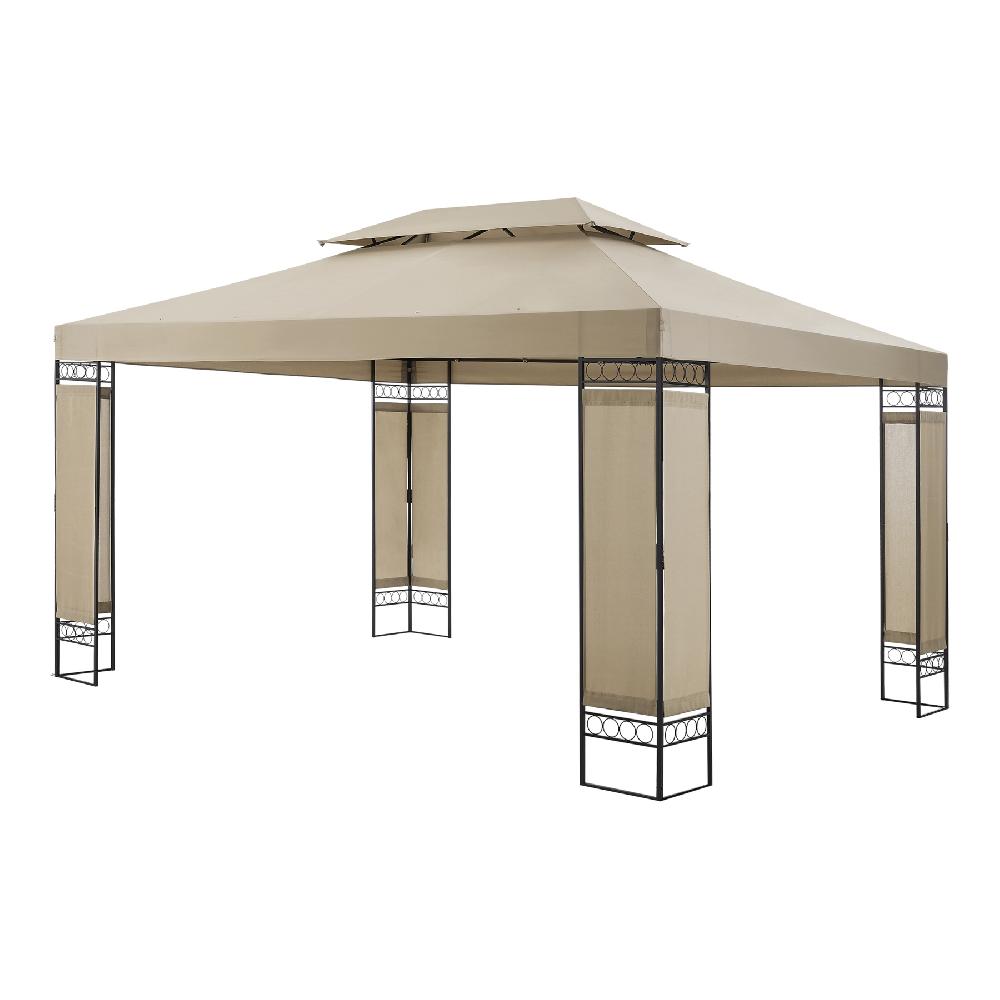 Carpa de recepción Lanciano acero poliéster 400 x 300 x 265 cm beige [en.casa]