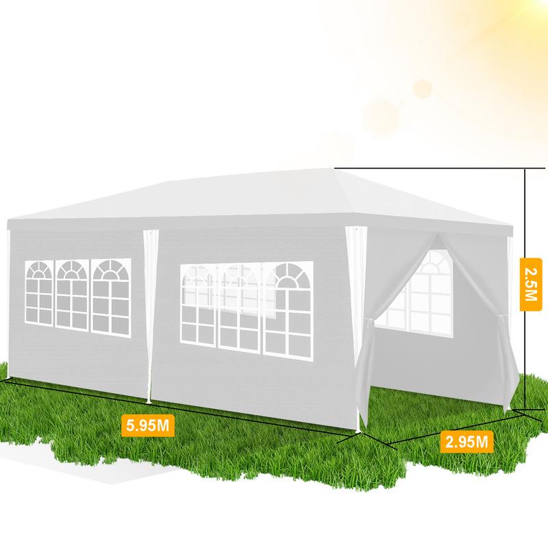 Carpa Gazebo De Jardín Con Paneles Laterales Desmontables Carpa Con Ventanas Grandes Carpa Para Fiestas O Cenador Blanco 3x6m