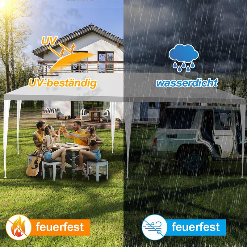 Carpa Gazebo De Jardín Con Paneles Laterales Desmontables Carpa Con Ventanas Grandes Carpa Para Fiestas O Cenador Blanco 3x6m