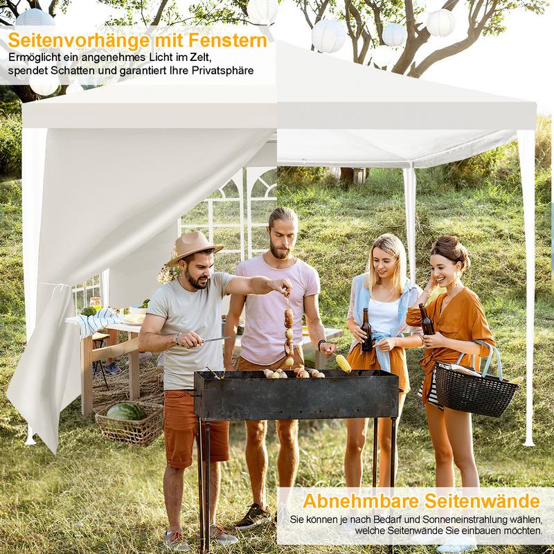 Carpa Gazebo De Jardín Con Paneles Laterales Desmontables Carpa Con Ventanas Grandes Carpa Para Fiestas O Cenador Blanco 3x6m