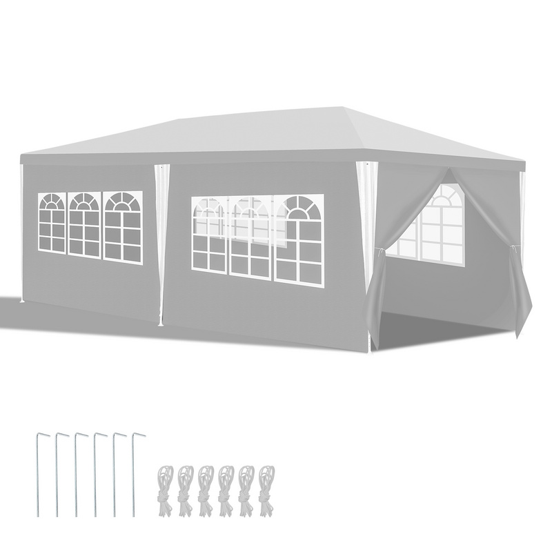 Carpa Gazebo de Jardín con Paneles Laterales Desmontables Carpa con Ventanas Grandes Carpa para Fiestas o Cenador Blanco 3x6m