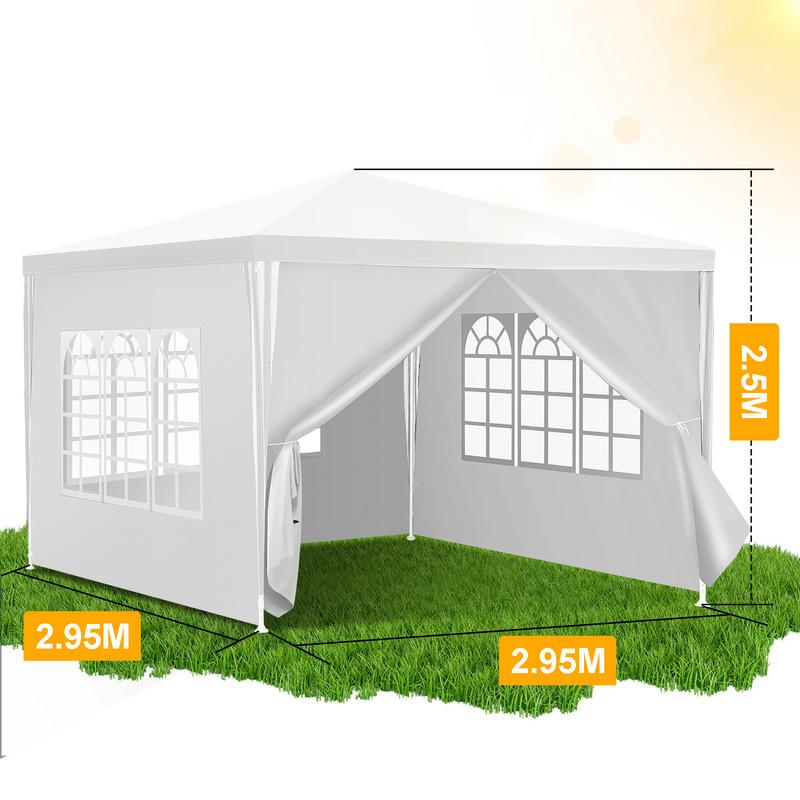 Carpa Pabellón Terraza Impermeable - Pabellón Terraza Con Fijación Carpa De Jardín Perfecta Para Fiestas 3x3m Blanca