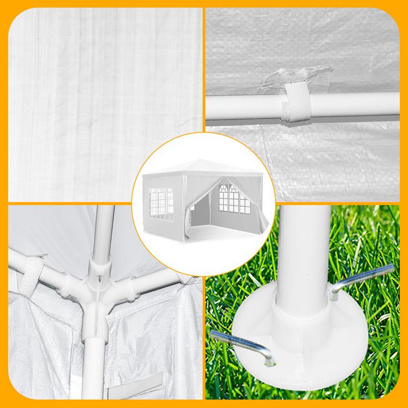 Carpa Pabellón Terraza Impermeable - Pabellón Terraza Con Fijación Carpa De Jardín Perfecta Para Fiestas 3x3m Blanca