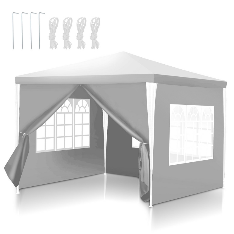 Carpa Pabellón Terraza Impermeable - Pabellón terraza con fijación carpa de jardín perfecta para fiestas 3x3m Blanca