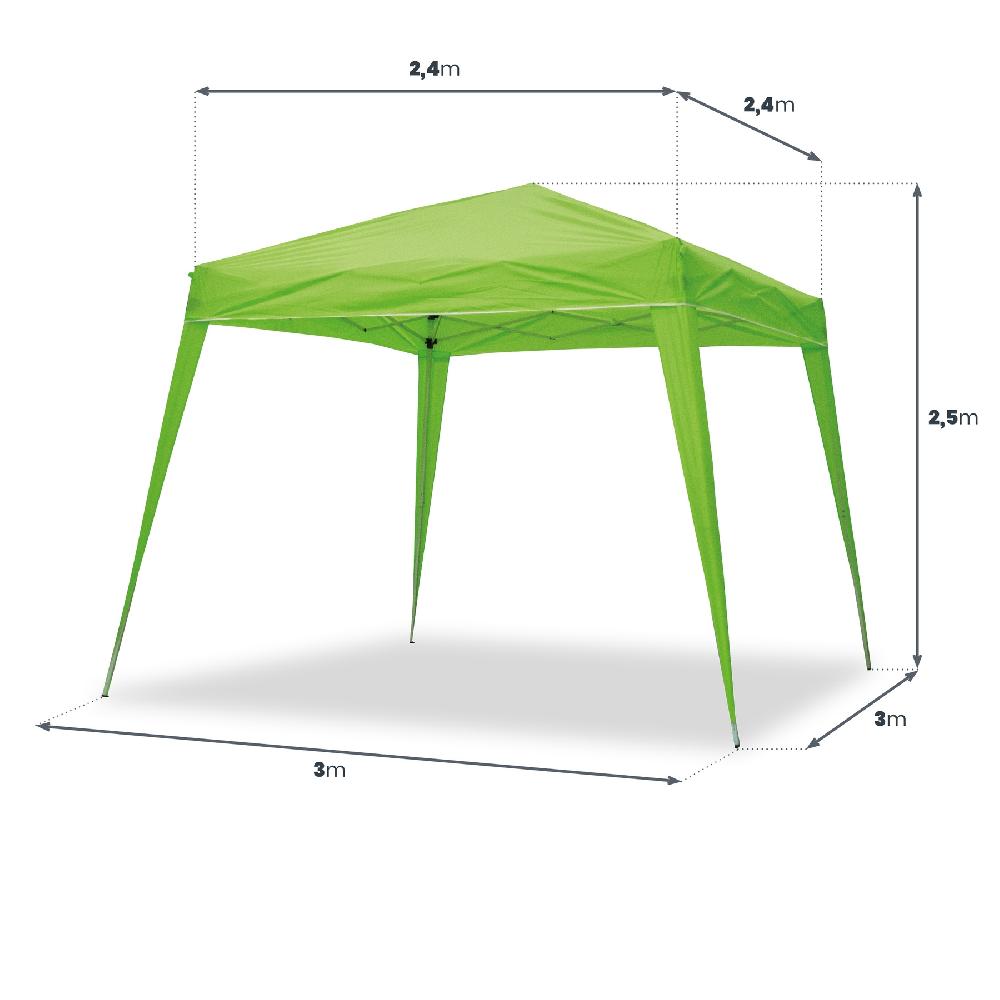 Carpa Plegable 3x3 M Verde – Resistente Al Agua - Incluye Vientos Y Piquetas De Fijación